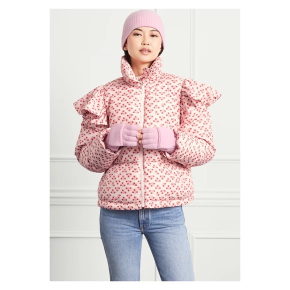 New! HILL HOUSE The Violet Floral Ruffle Sleeve Puffer Jacket - Picture 3 of 15